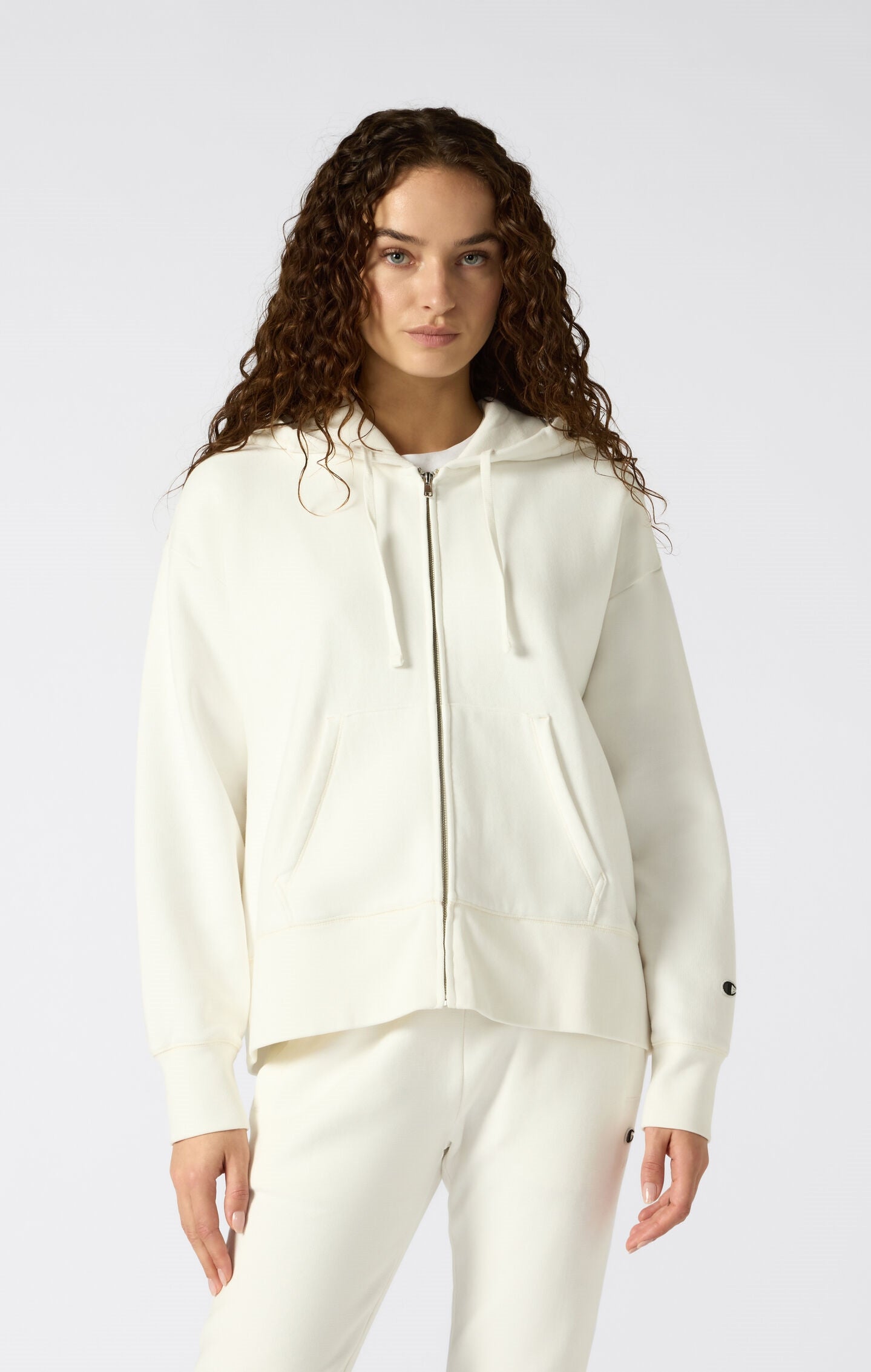 Hoodie mit Reißverschluss Reverse Weave lockere Passform im Washed-Look für Damen