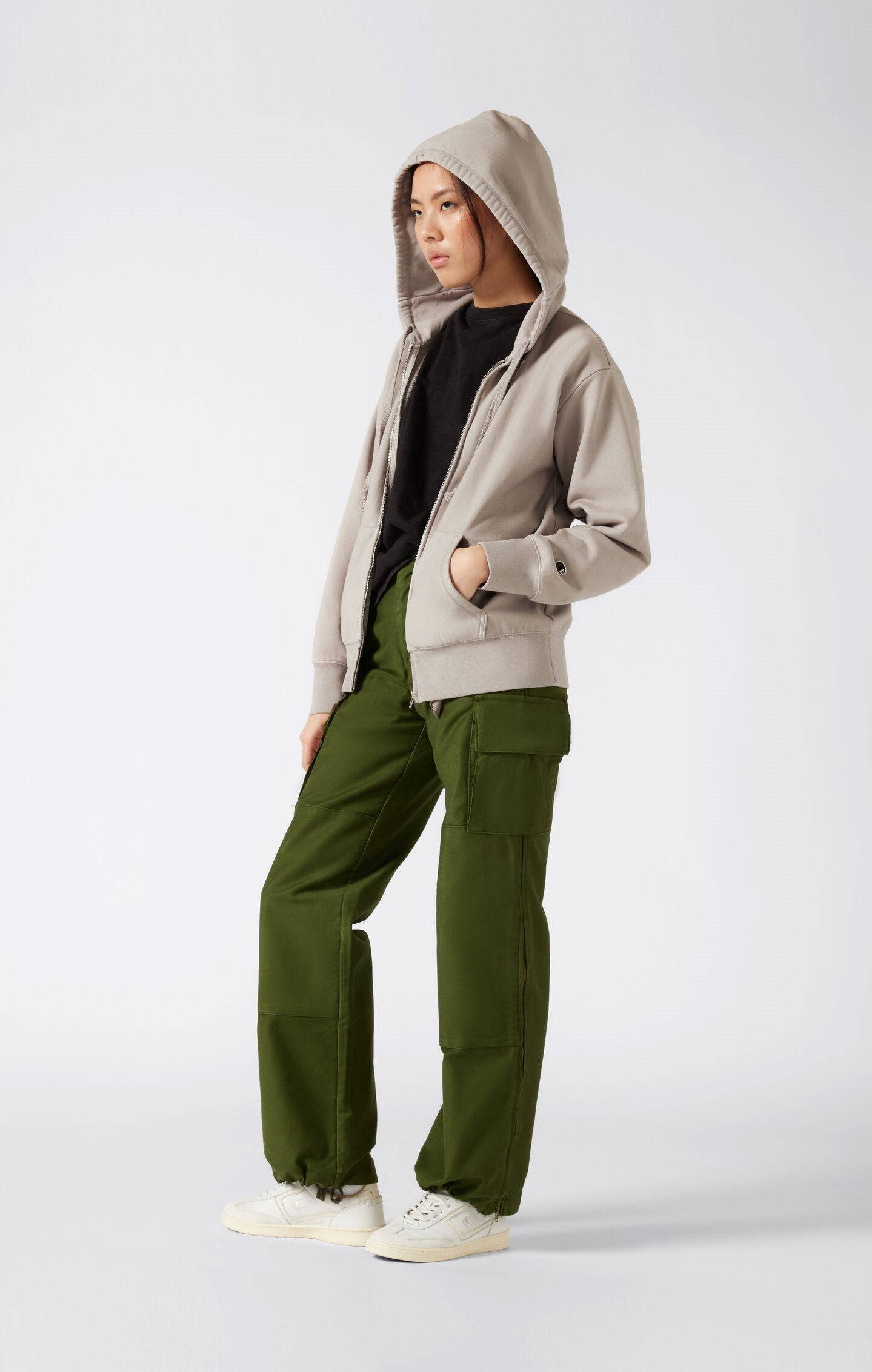 Women's Reverse Weave Washed Loose Fit Hooded Full Zip Sweatshirt