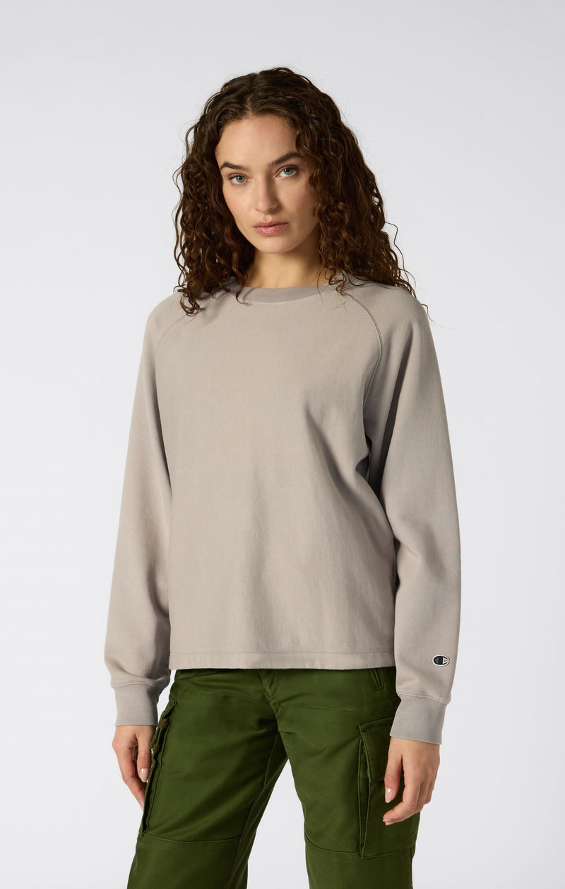 Felpa Donna girocollo Reverse Weave ampia effetto lavato