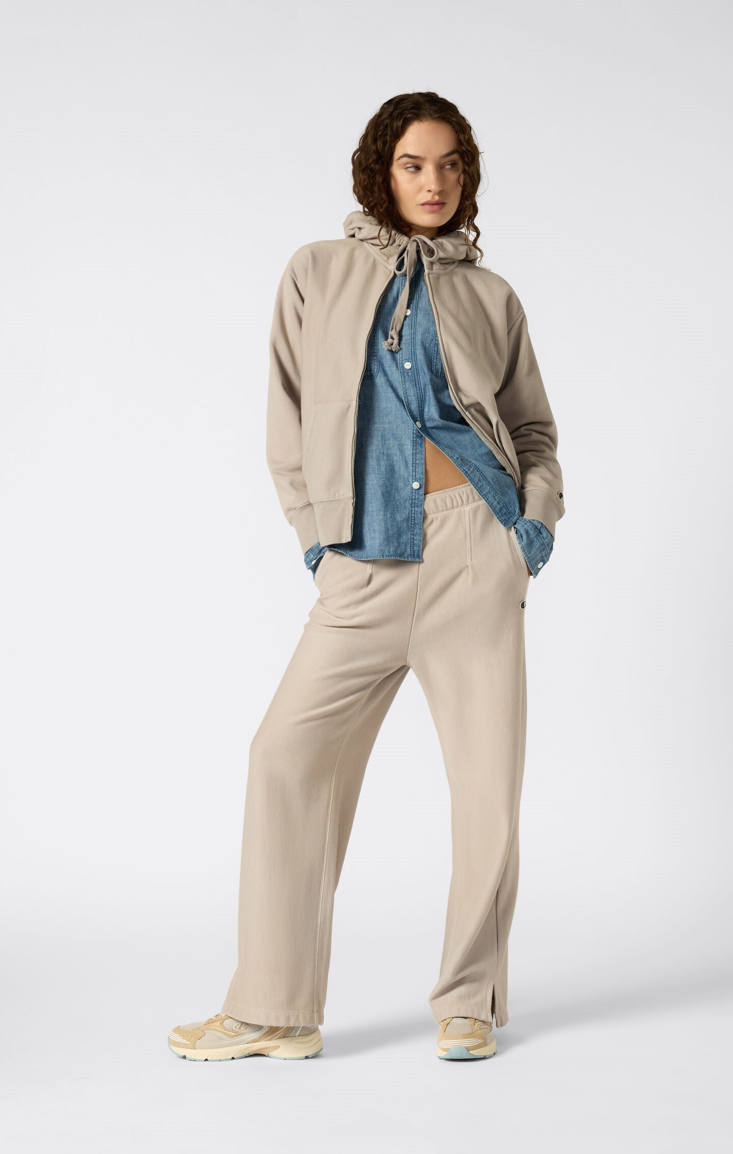 Women's Reverse Weave Washed Straight Hem Pants