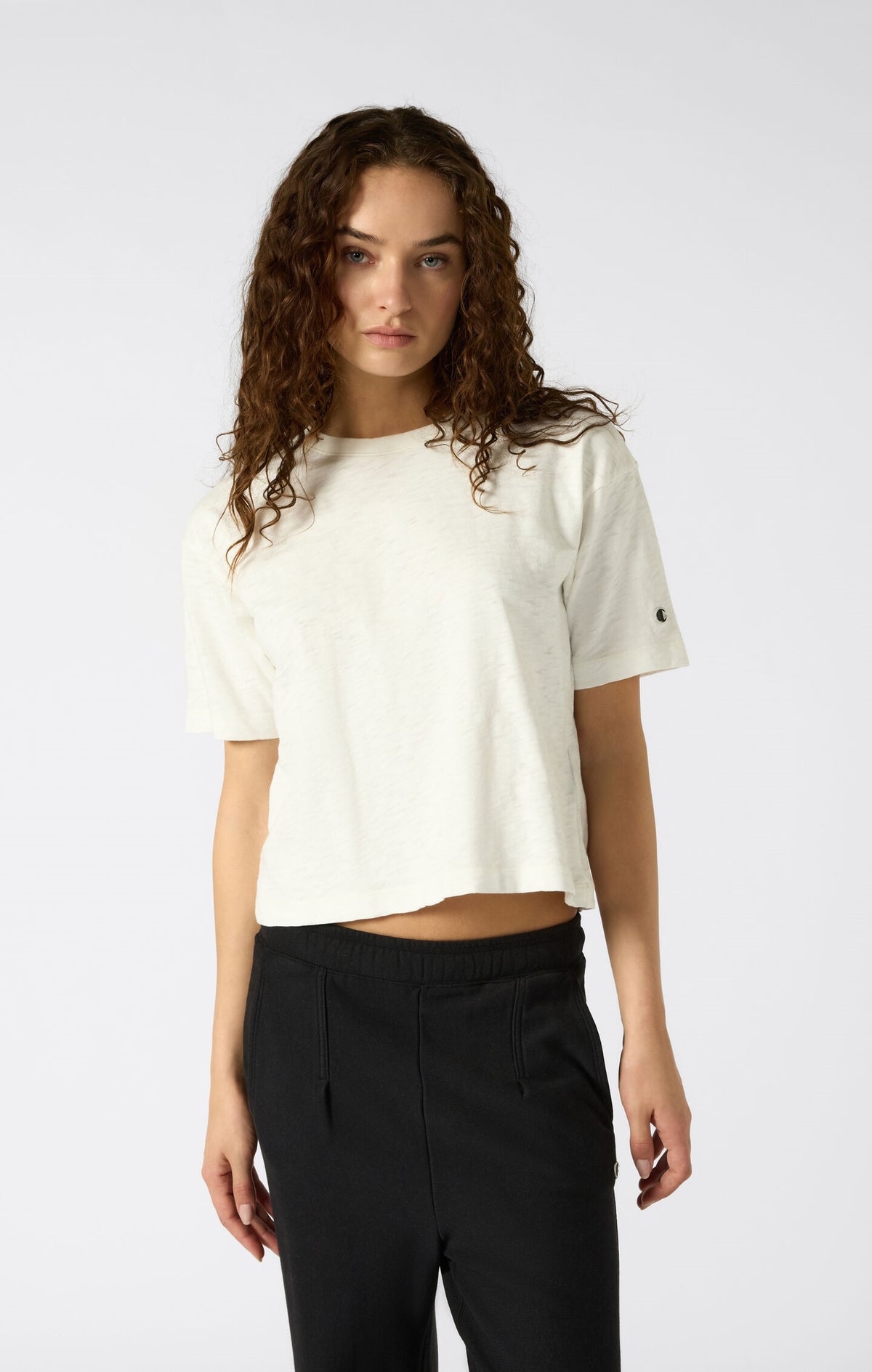 T-shirt à col rond Reverse Weave effet délavé - Femmes