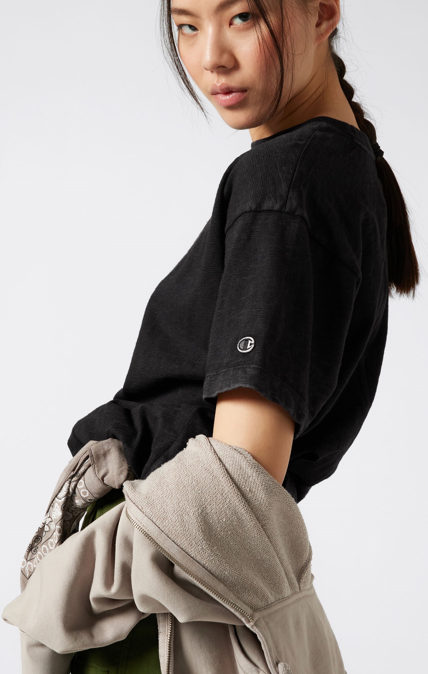 T-shirt Donna girocollo Reverse Weave effetto lavato