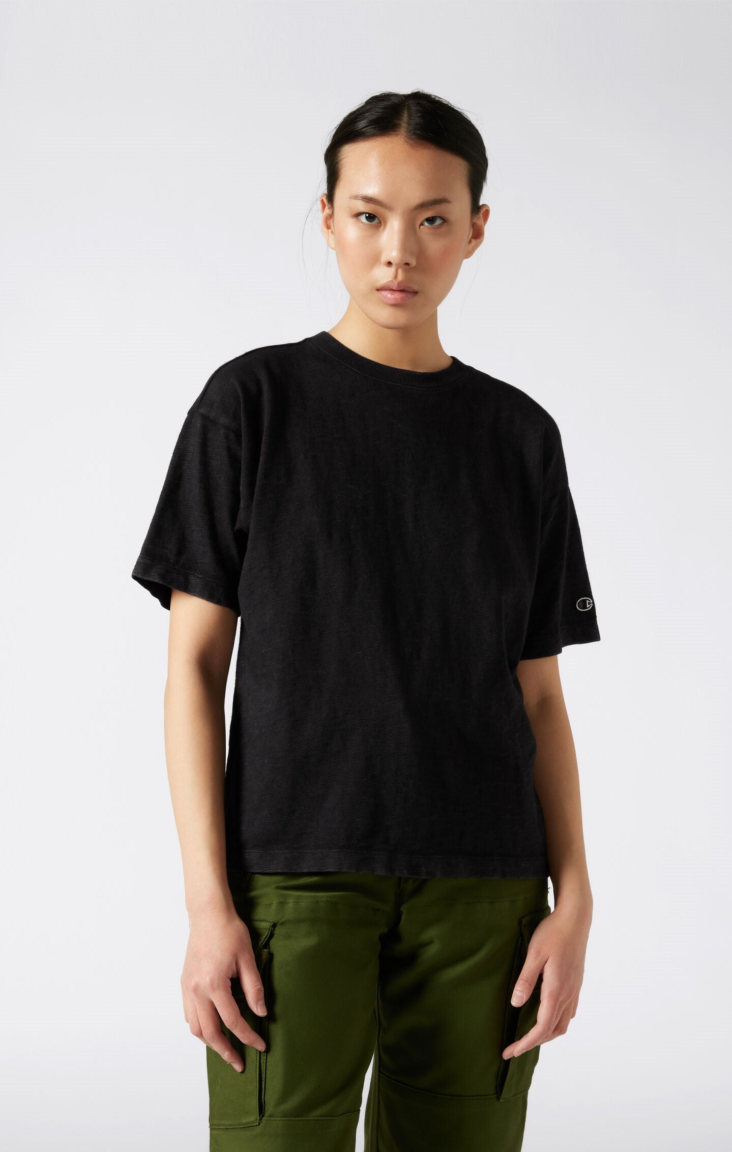 T-shirt Donna girocollo Reverse Weave effetto lavato