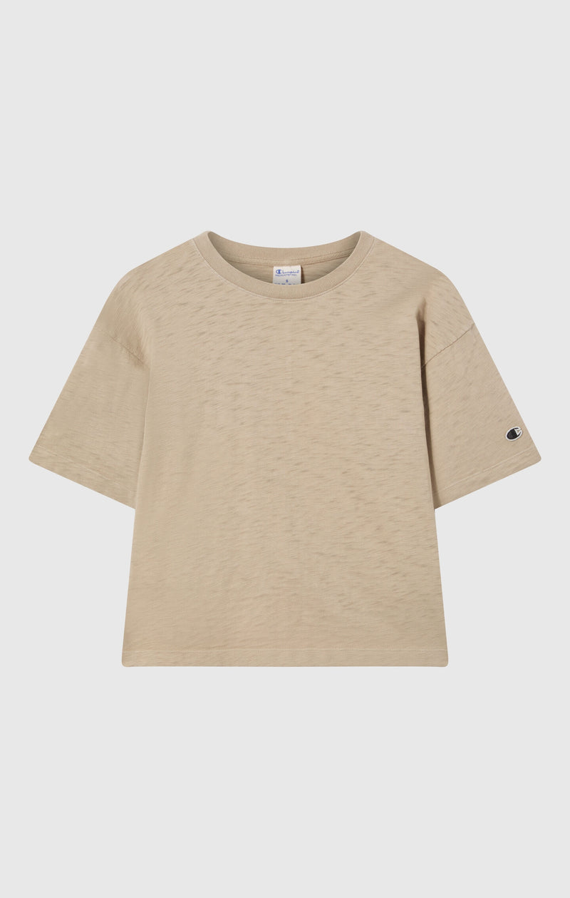 T-Shirt mit Rundhalsausschnitt Reverse Weave im Washed-Look für Damen