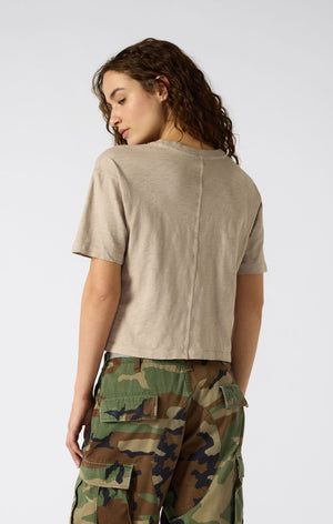 T-shirt à col rond Reverse Weave effet délavé - Femmes