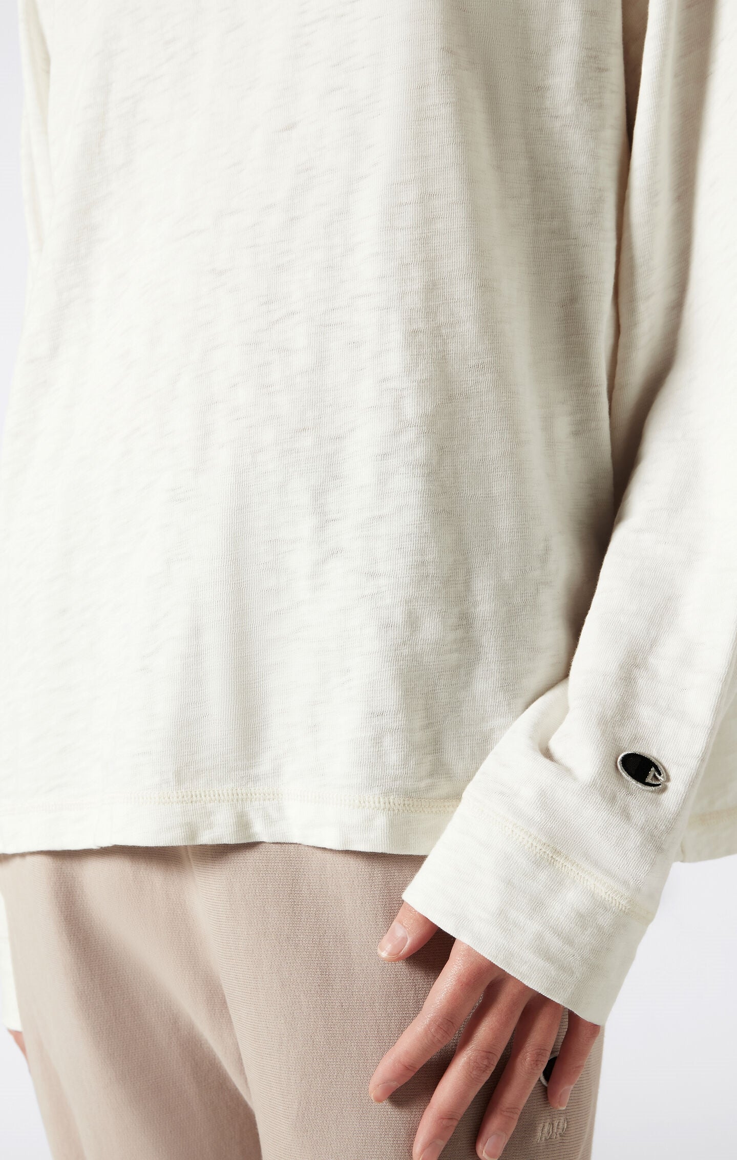 T-shirt Donna maniche lunghe girocollo Reverse Weave effetto lavato