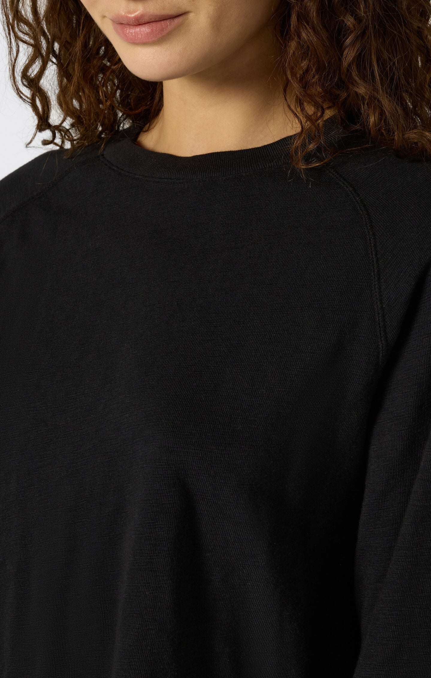 Camiseta de manga larga con cuello redondo Reverse Weave efecto lavado para mujer