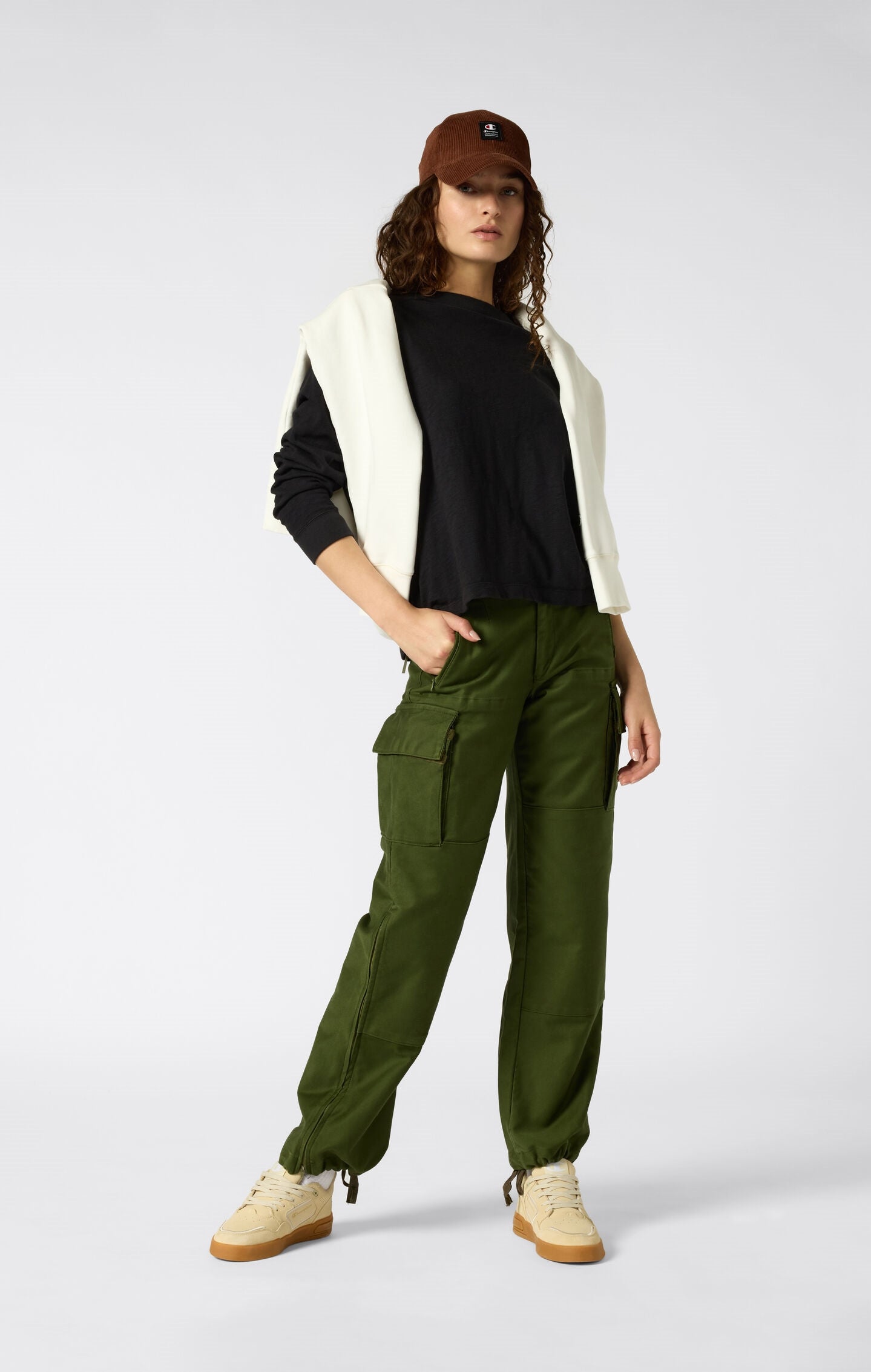 Camiseta de manga larga con cuello redondo Reverse Weave efecto lavado para mujer