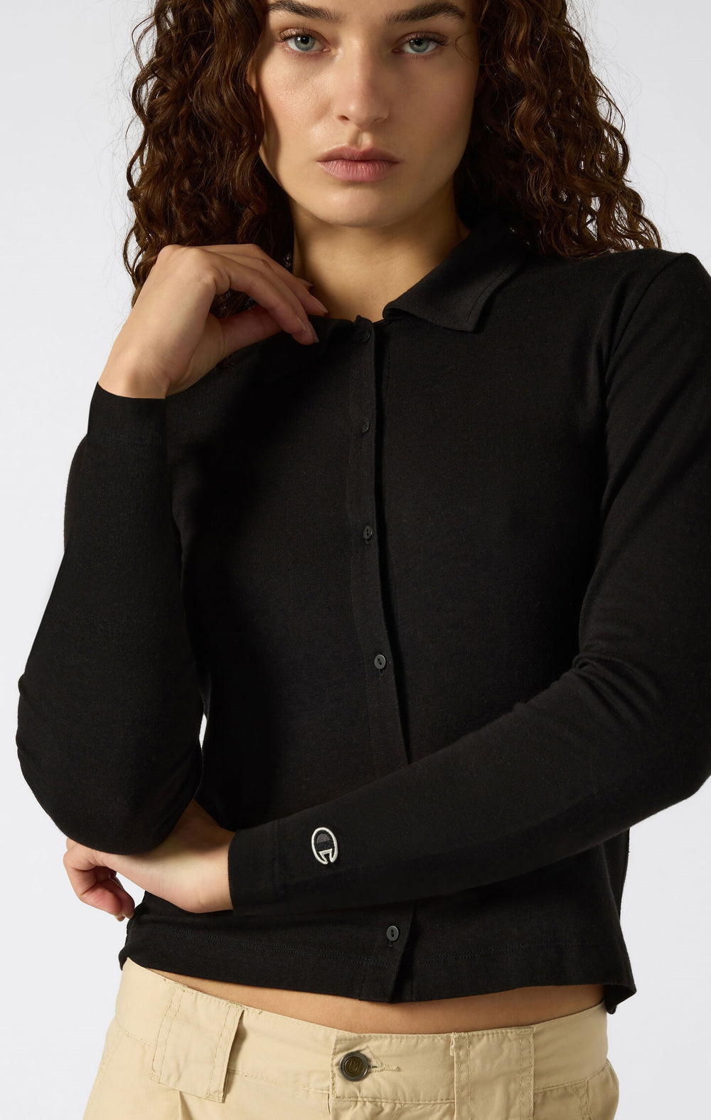 Polo Donna Reverse Weave effetto lavato a vestibilità slim