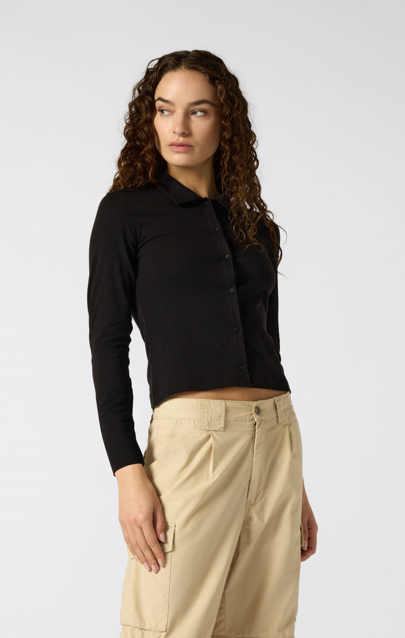 Polo Reverse Weave im Washed-Look mit schmaler Passform für Damen