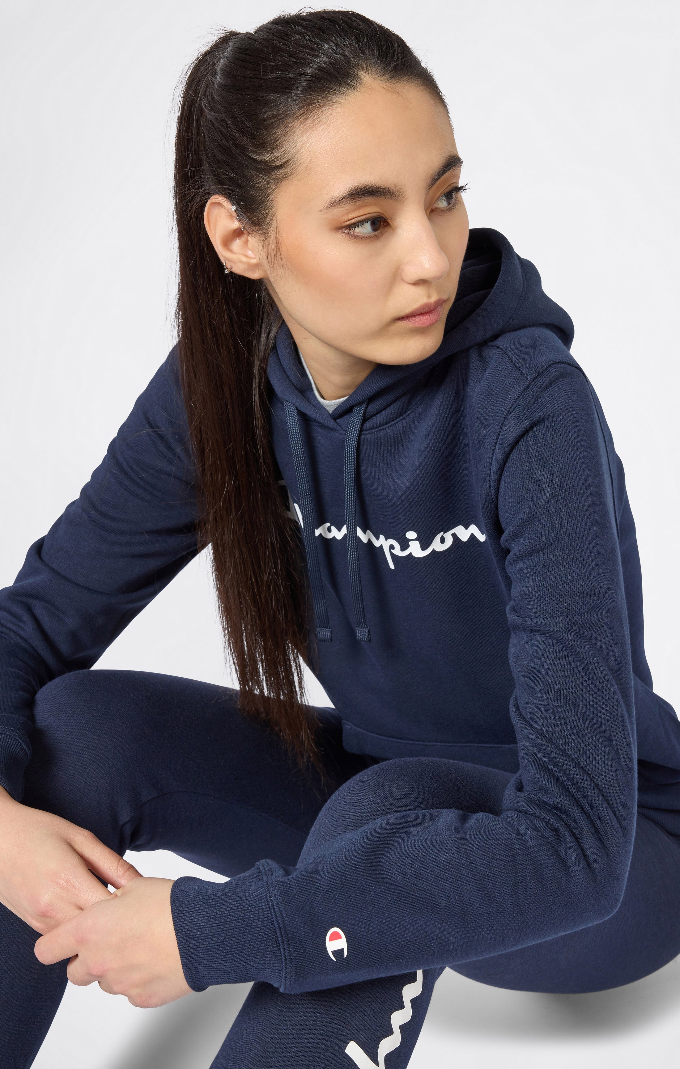 Sweat à Capuche Femme avec intérieur gratté Logo Script