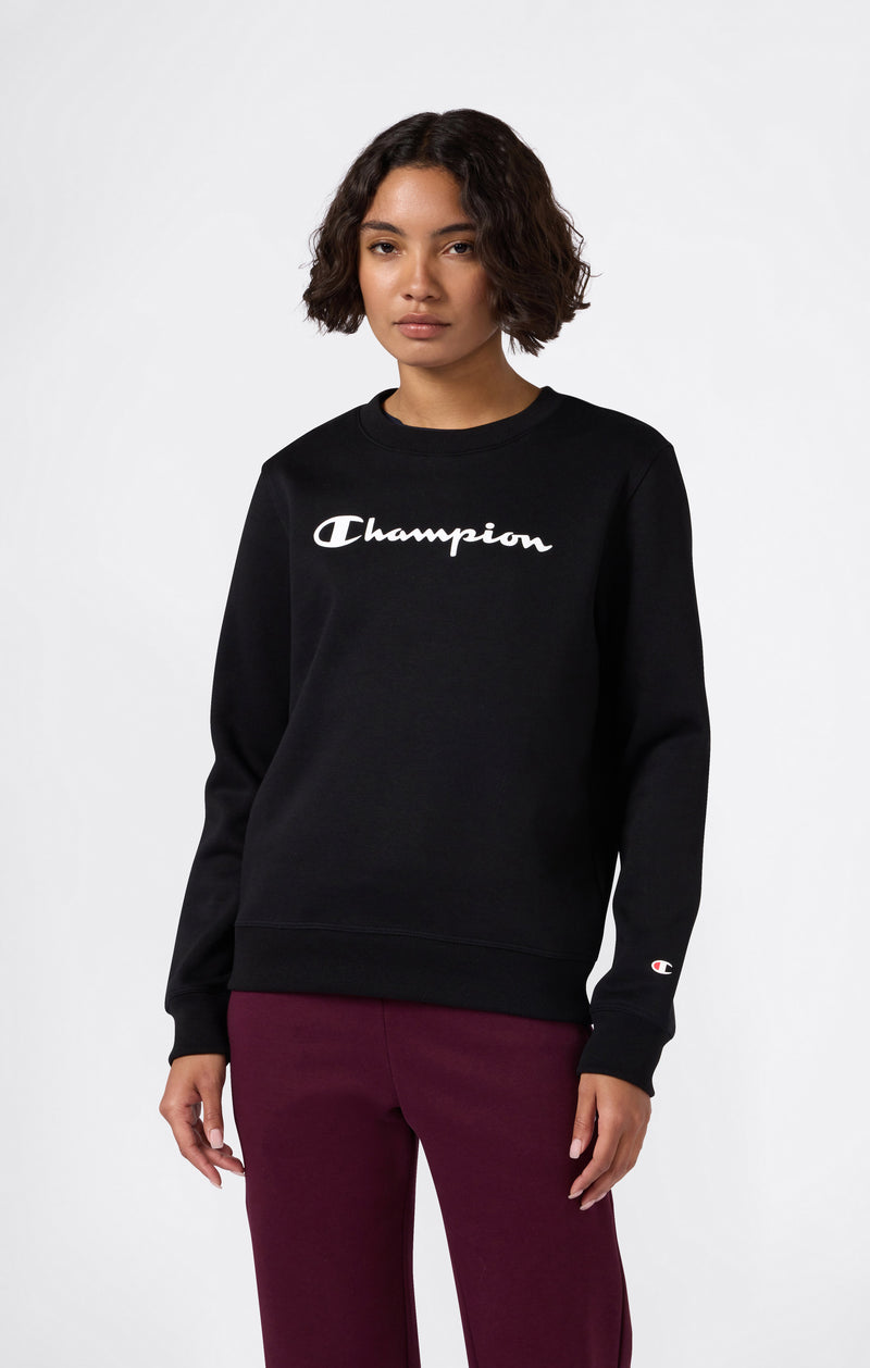 Women's Fleece Crewneck Sweatshirt Script Logo Black script shop