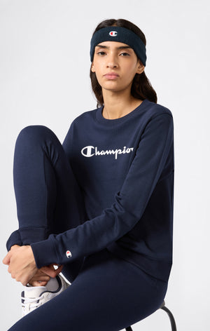 Leichtes Rundhals-Sweatshirt mit Großem Gedrucktem Logo für Damen