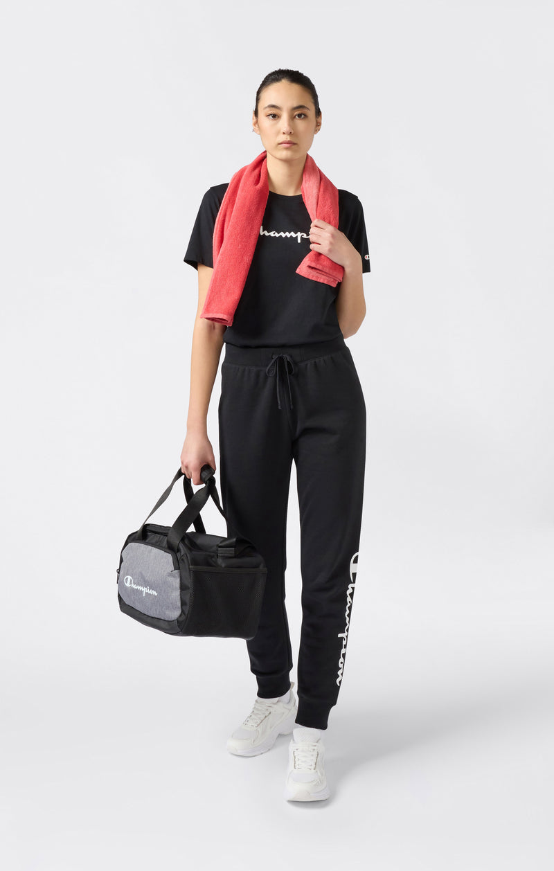 Women's Script Logo Rib Cuff Jogger Pants Black script shop