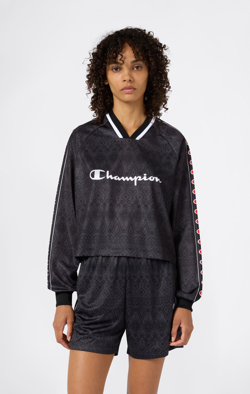 T-Shirt Femme Manches Longues Col En V Sport Heritage