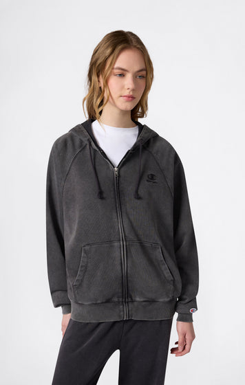 Sweat à capuche zippé effet délavé pour femme Icons
