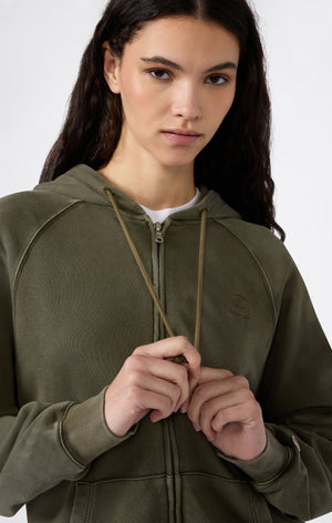 Sweat à capuche zippé effet délavé pour femme Icons