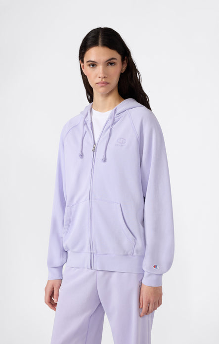 Felpa con Cappuccio e Zip Intera Effetto Slavato da Donna Icons