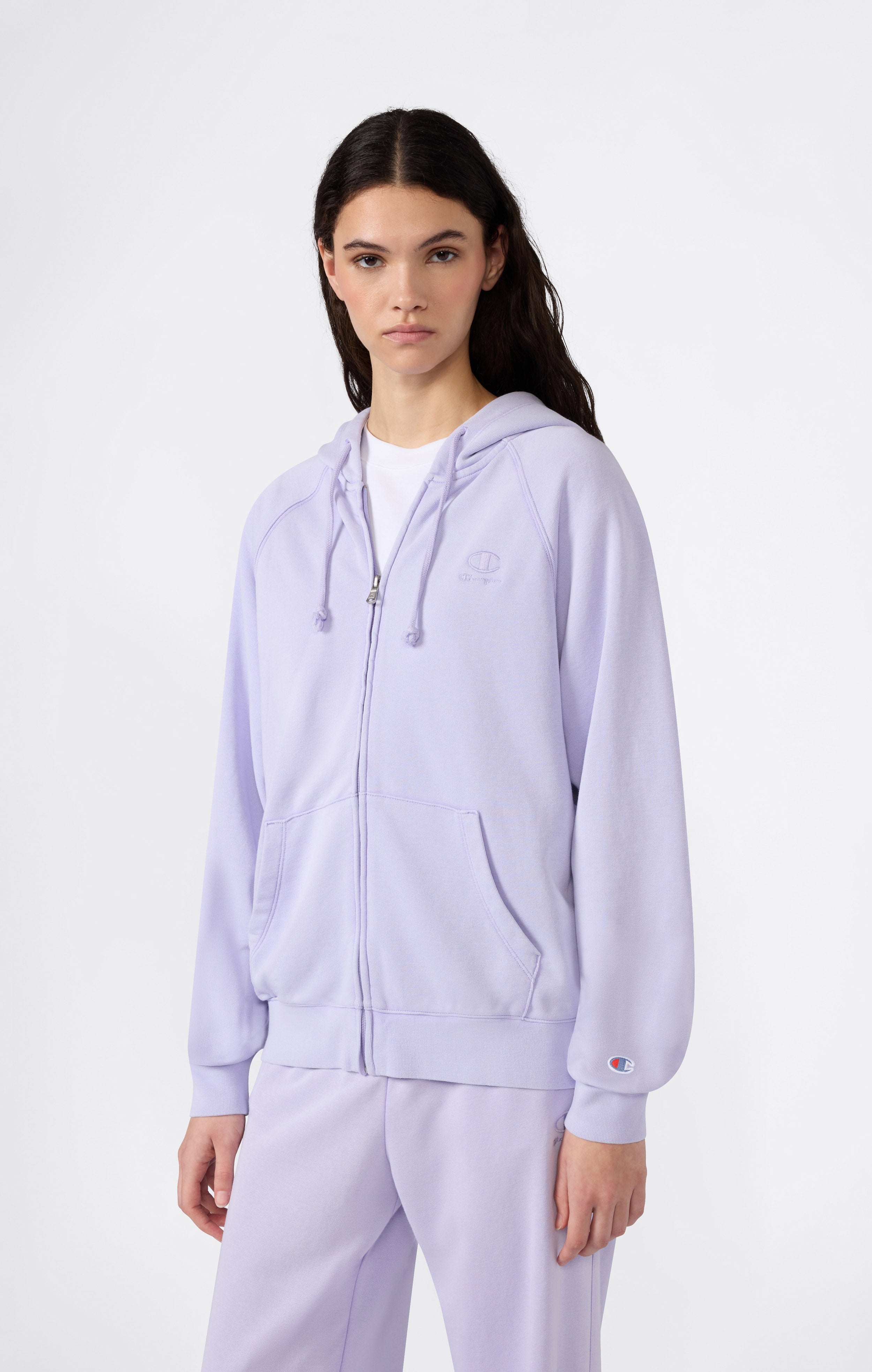 Felpa con Cappuccio e Zip Intera Effetto Slavato da Donna Icons