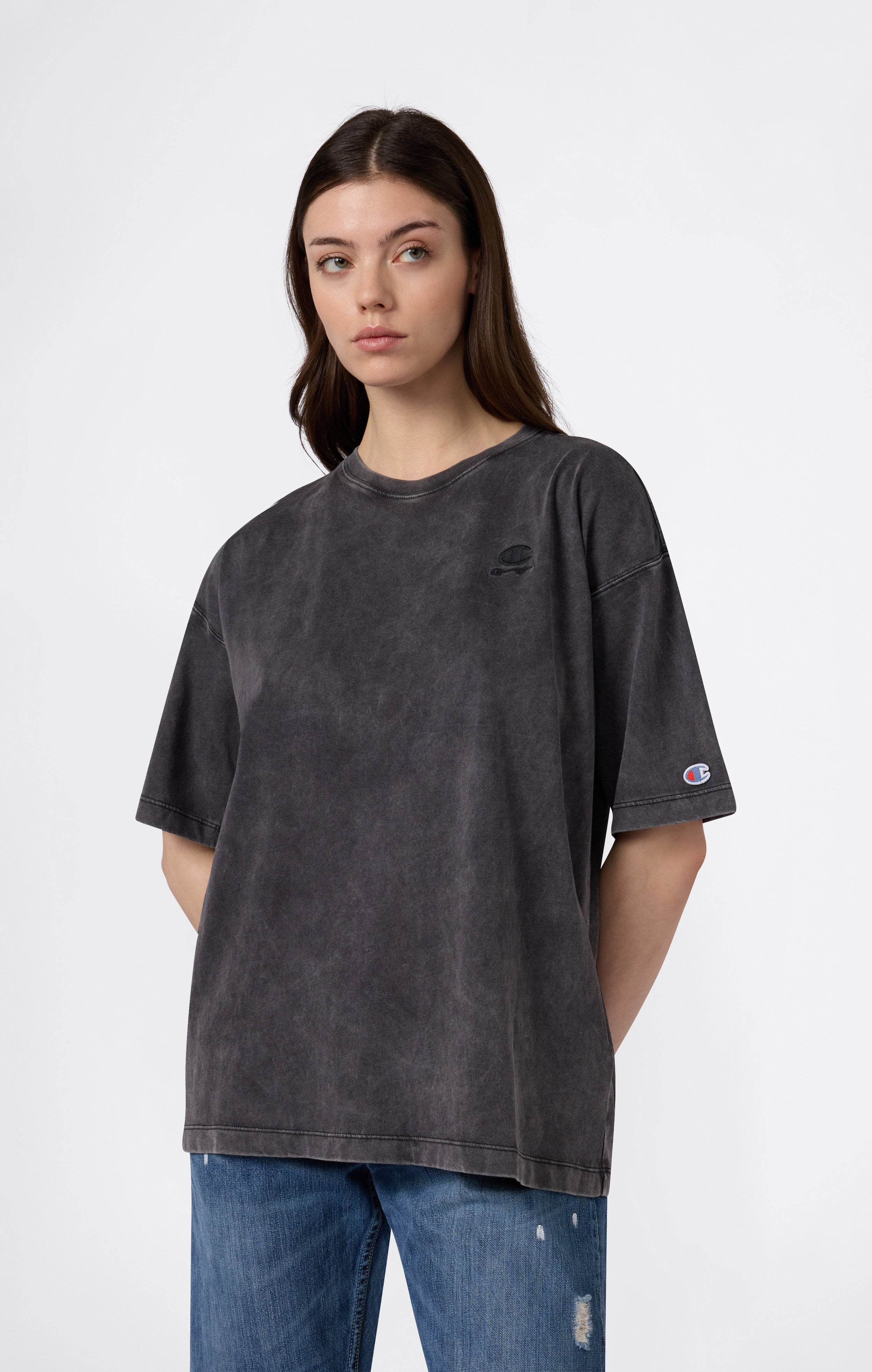 T-shirt col rond effet délavé pour femme Icons