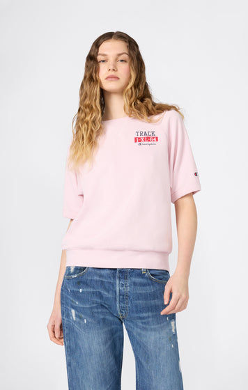 Sweat-shirt Col Rond à Manches Courtes avec Graphique pour Femme