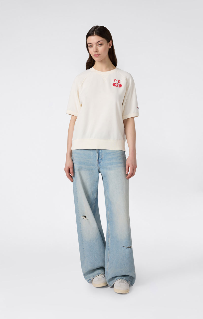 Sudadera de Cuello Redondo y Manga Corta con Gráfica para Mujer