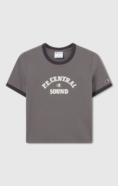 T-shirt Ringer Crop avec Graphique pour Femme