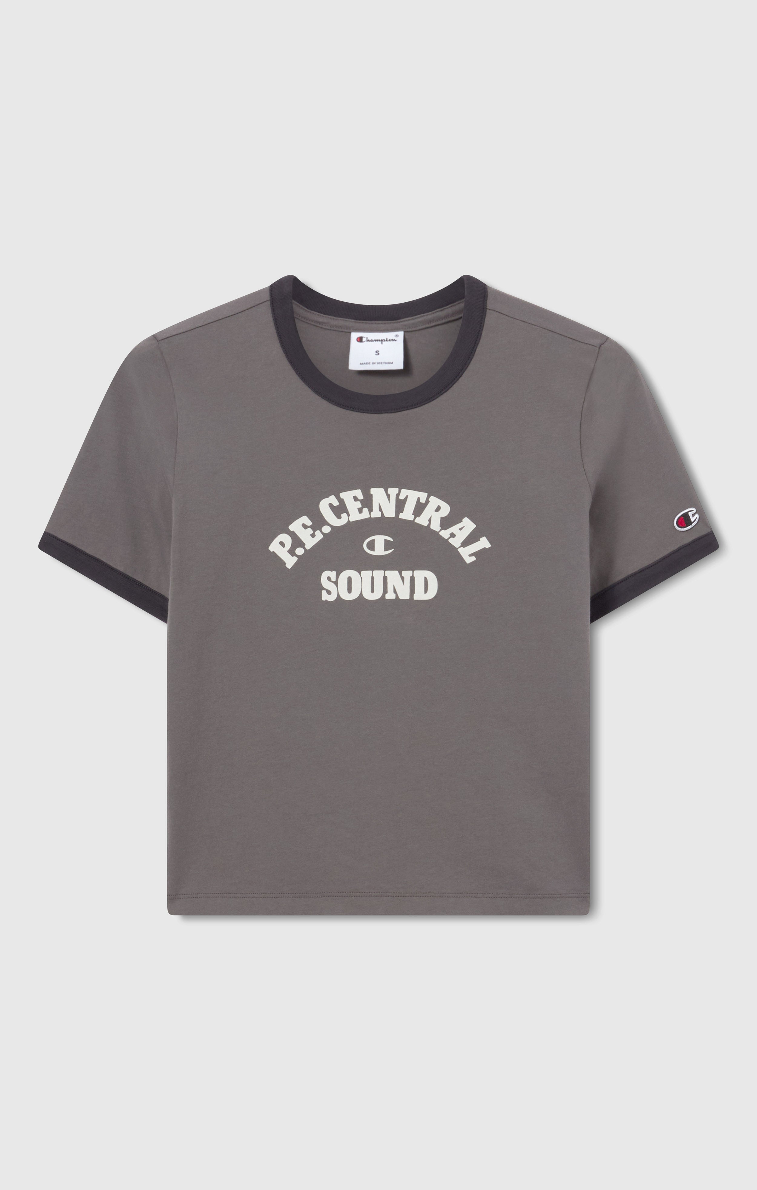 T-shirt Ringer Crop avec Graphique pour Femme