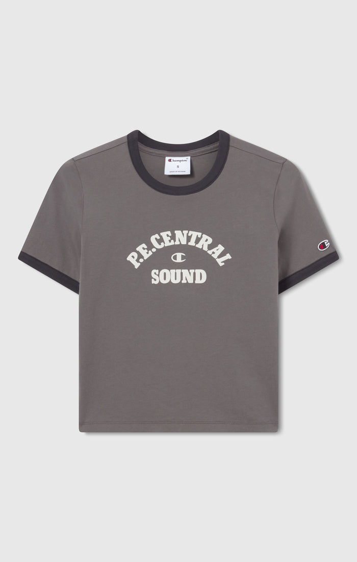 T-shirt Ringer Crop avec Graphique pour Femme