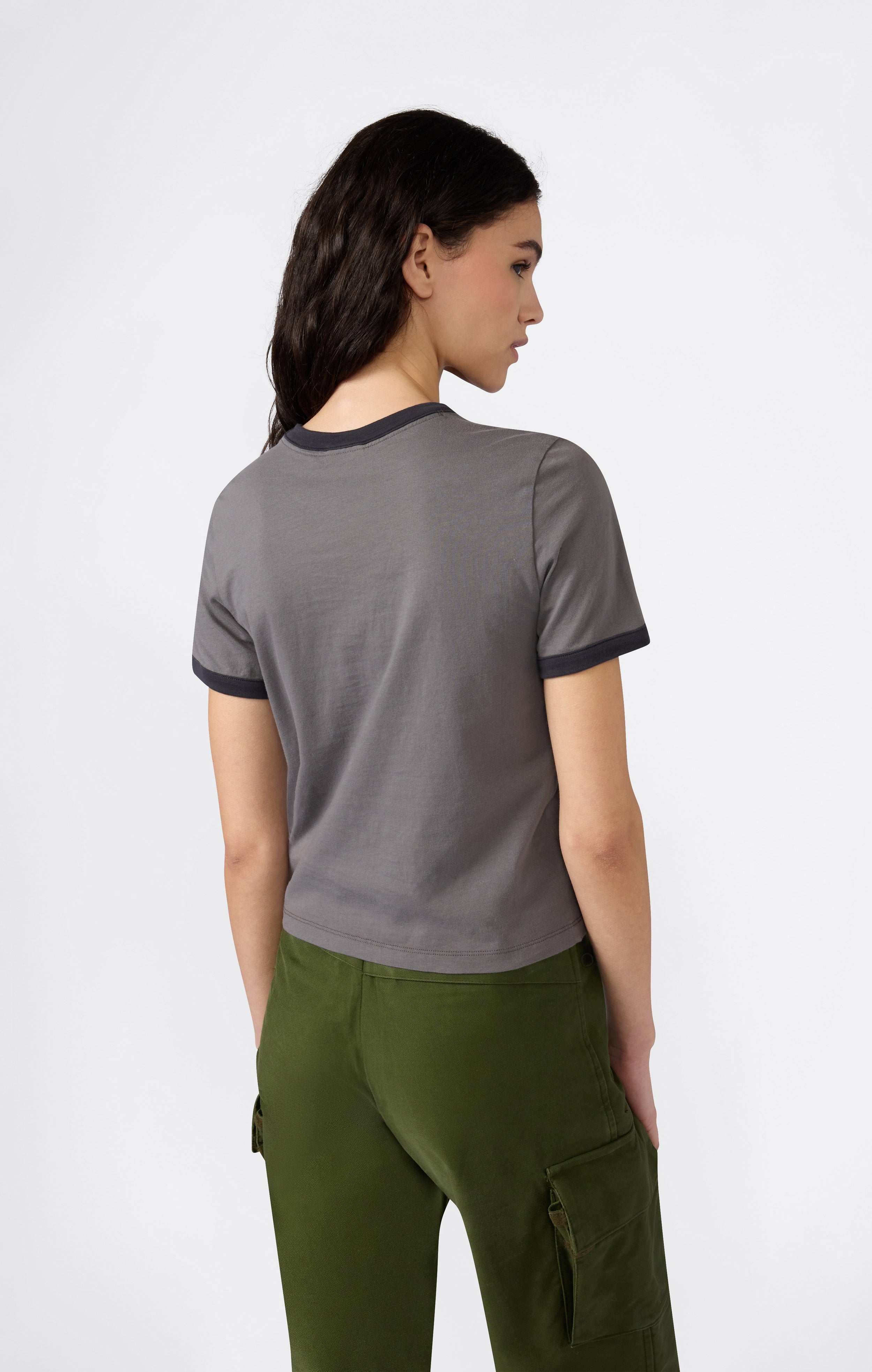 T-shirt Ringer Crop avec Graphique pour Femme