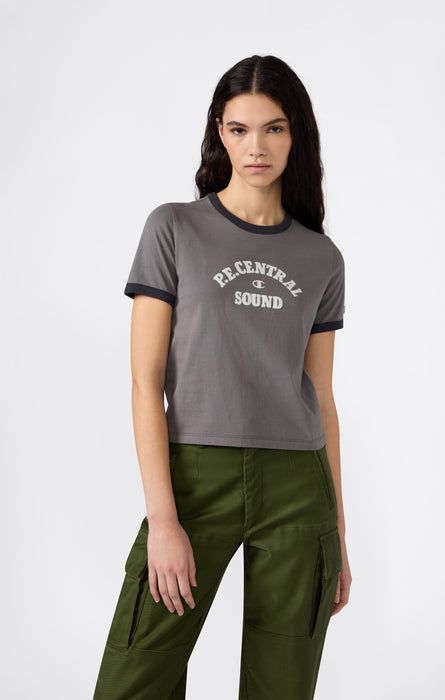 T-shirt Ringer Crop avec Graphique pour Femme