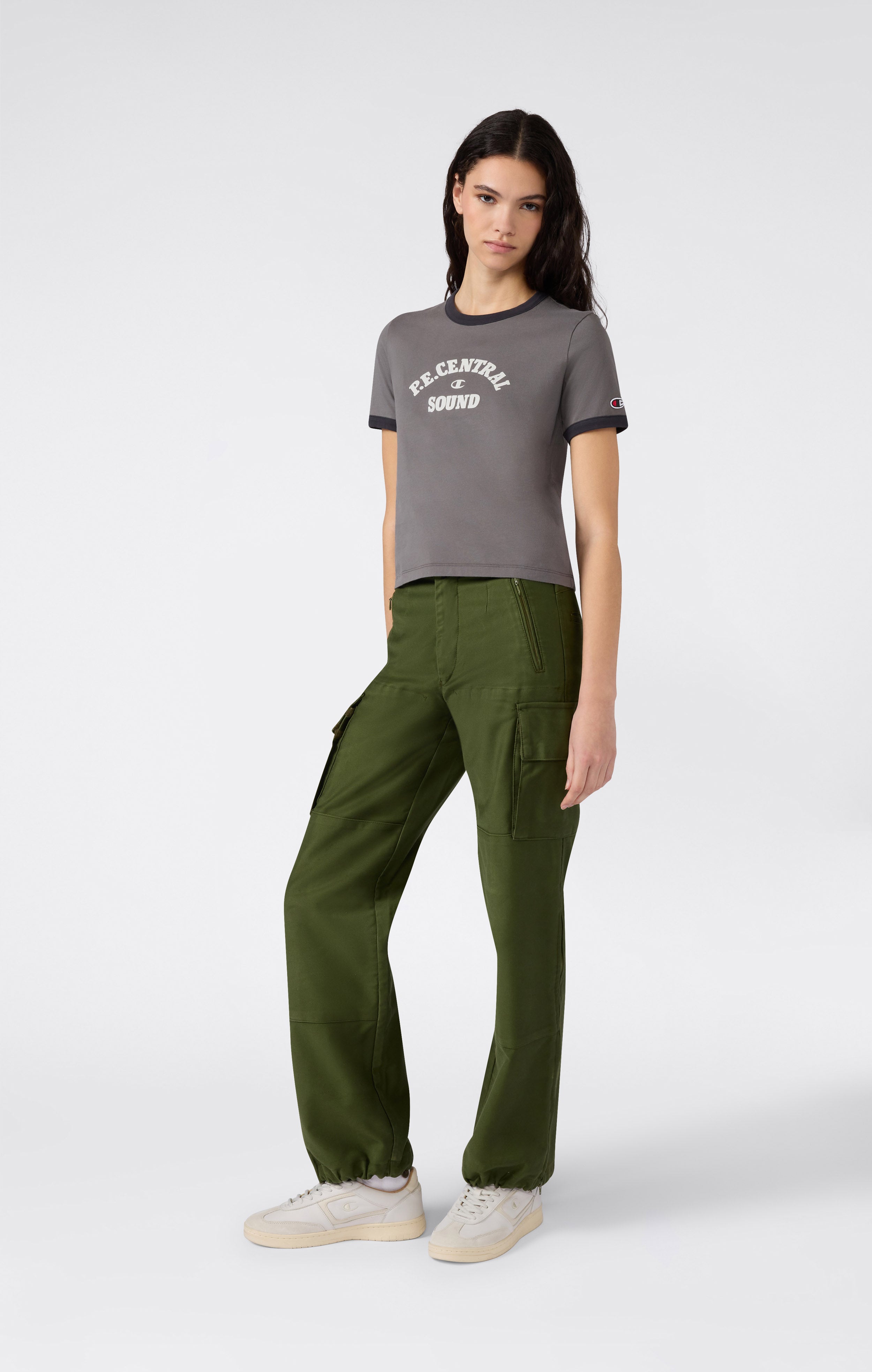 T-shirt Ringer Crop avec Graphique pour Femme