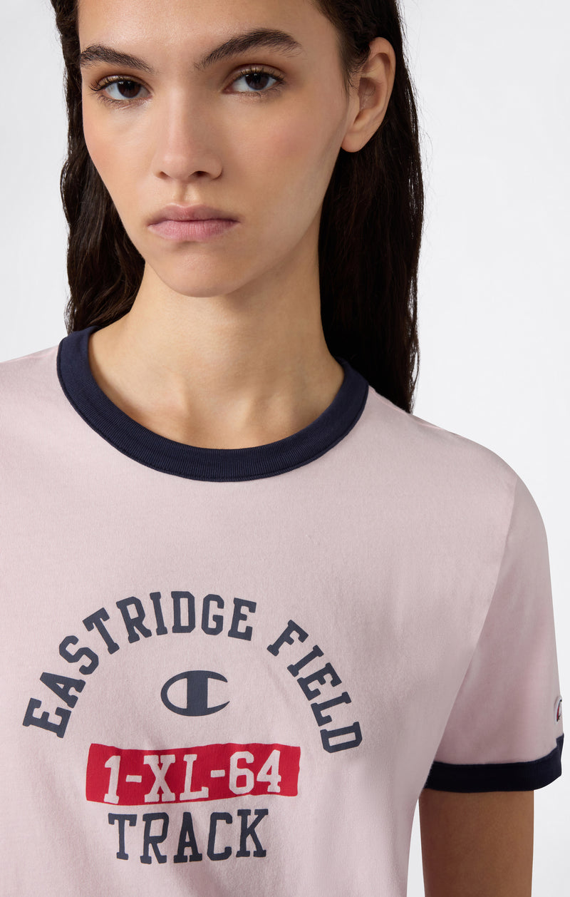 Camiseta Ringer Crop con Gráfica para Mujer