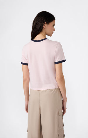 Camiseta Ringer Crop con Gráfica para Mujer