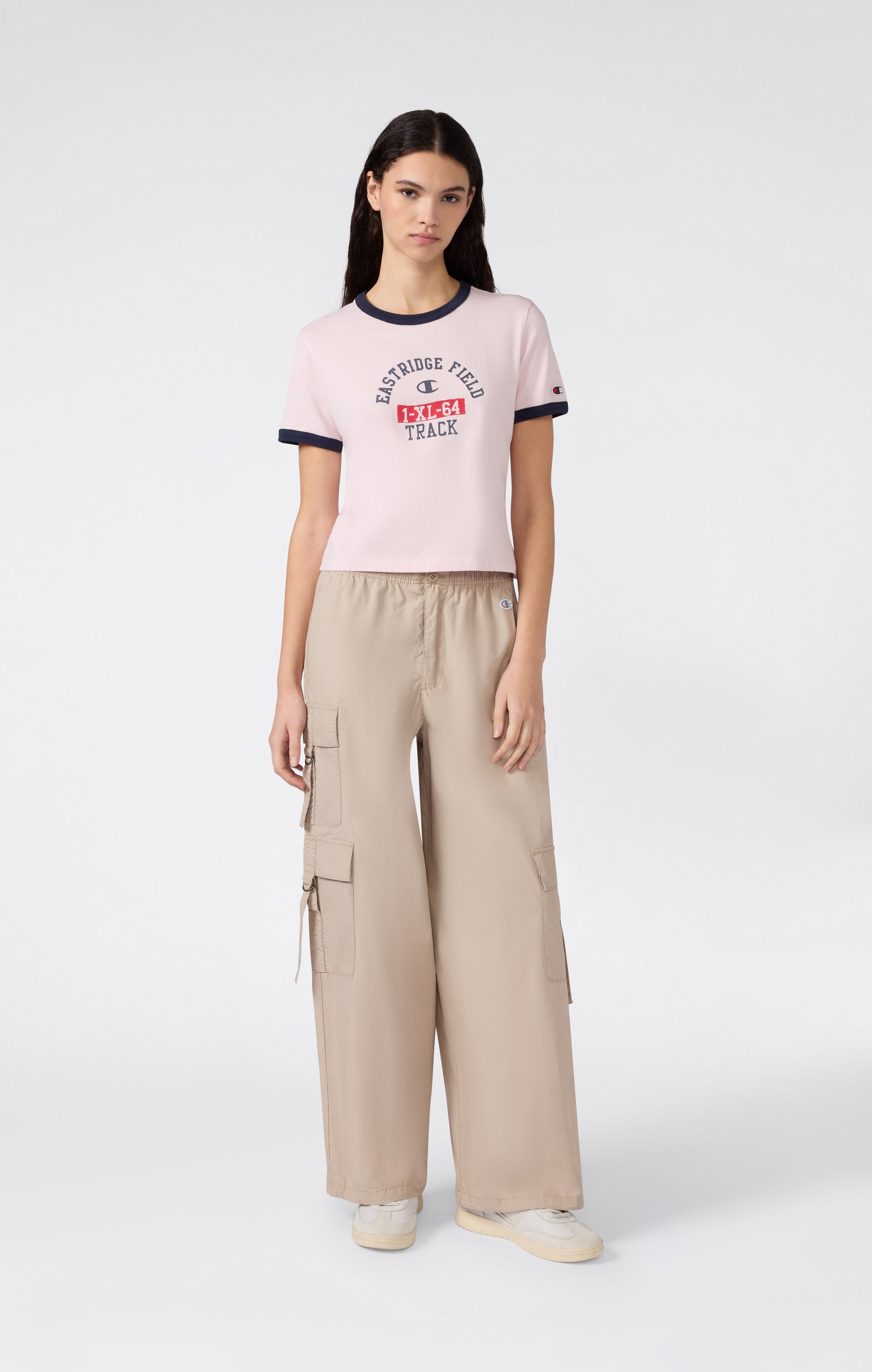 T-shirt Ringer Crop avec Graphique pour Femme