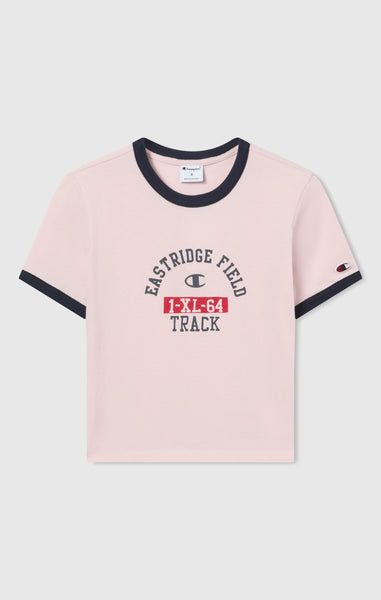 T-shirt Ringer Crop avec Graphique pour Femme
