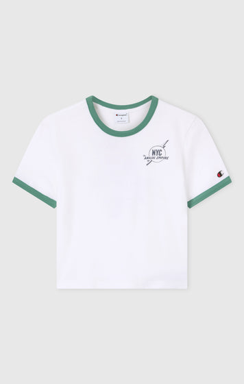 T-shirt Crop Ringer con Grafica da Donna