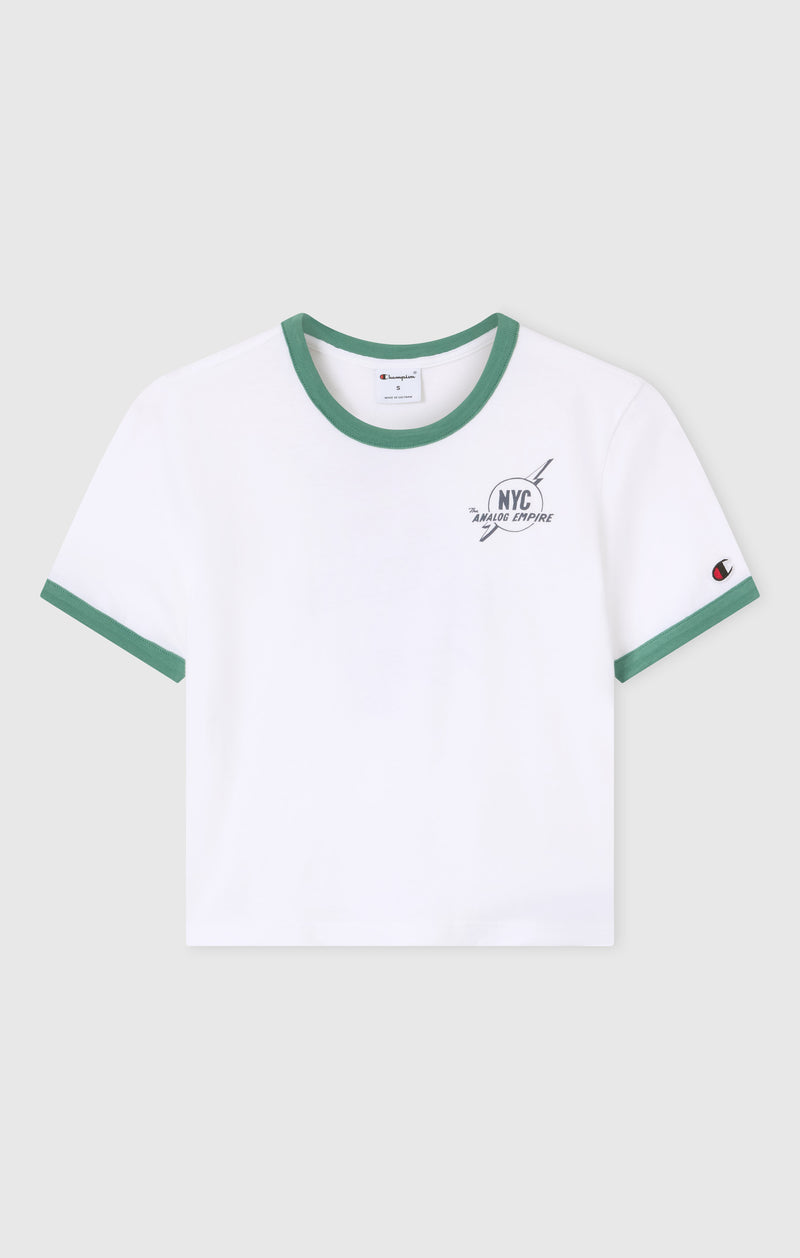T-shirt Crop Ringer con Grafica da Donna