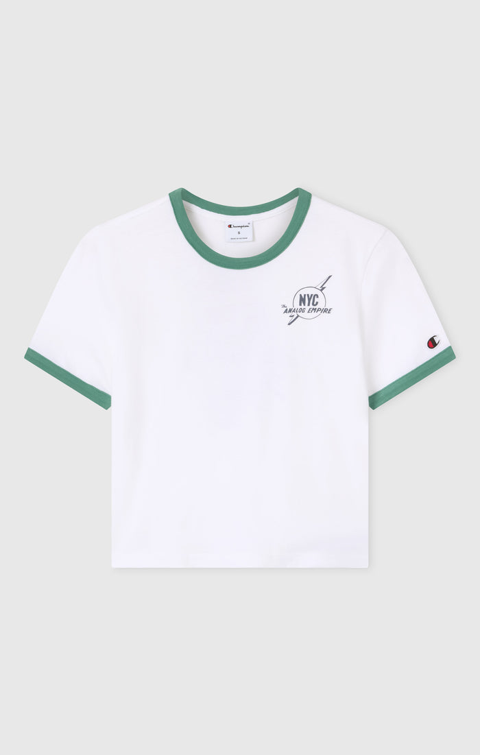 T-shirt Crop Ringer con Grafica da Donna