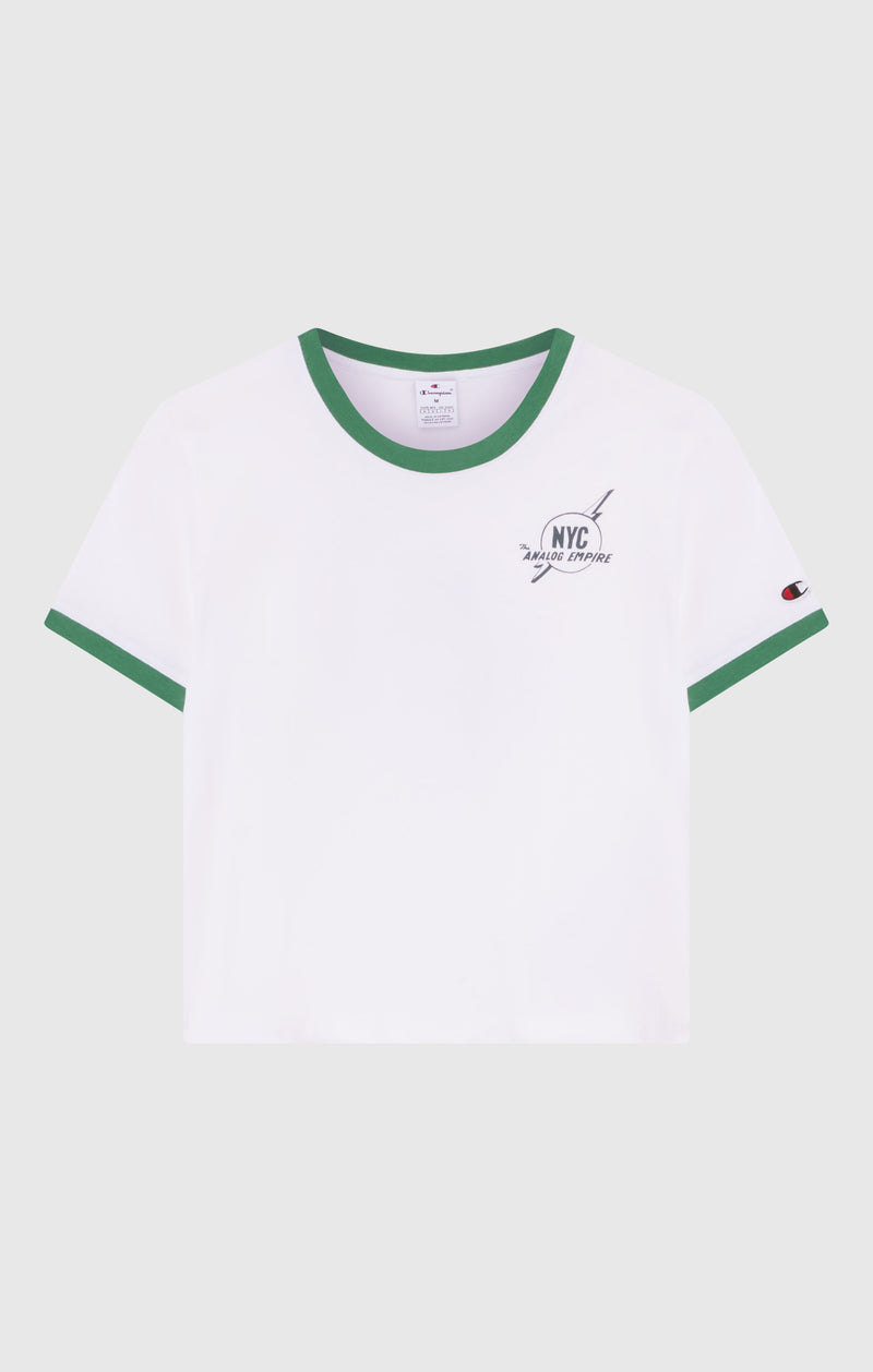 T-shirt Ringer Crop avec Graphique pour Femme