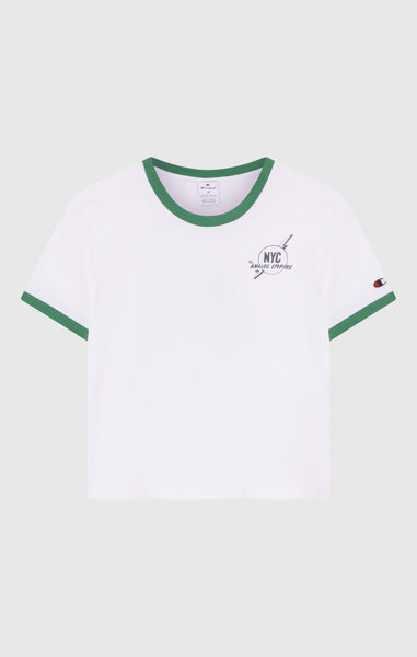 T-shirt Ringer Crop avec Graphique pour Femme