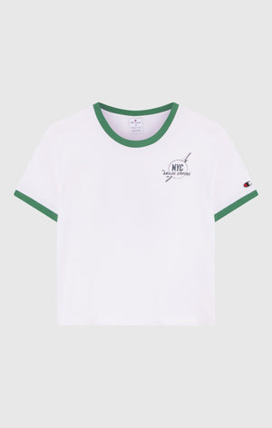 T-shirt Ringer Crop avec Graphique pour Femme