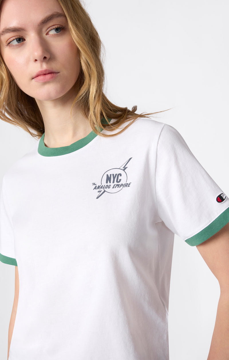 T-shirt Ringer Crop avec Graphique pour Femme