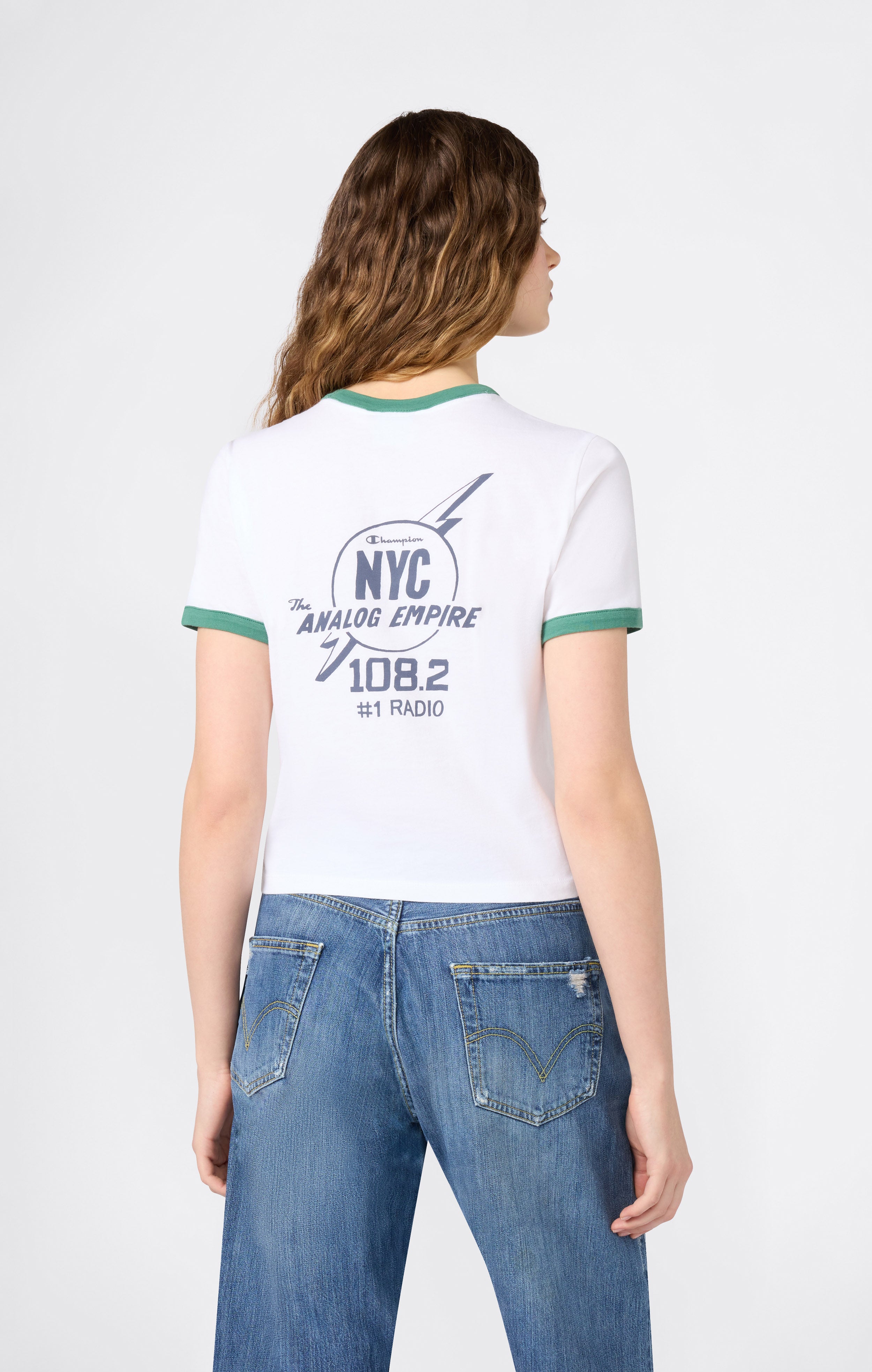 T-shirt Crop Ringer con Grafica da Donna