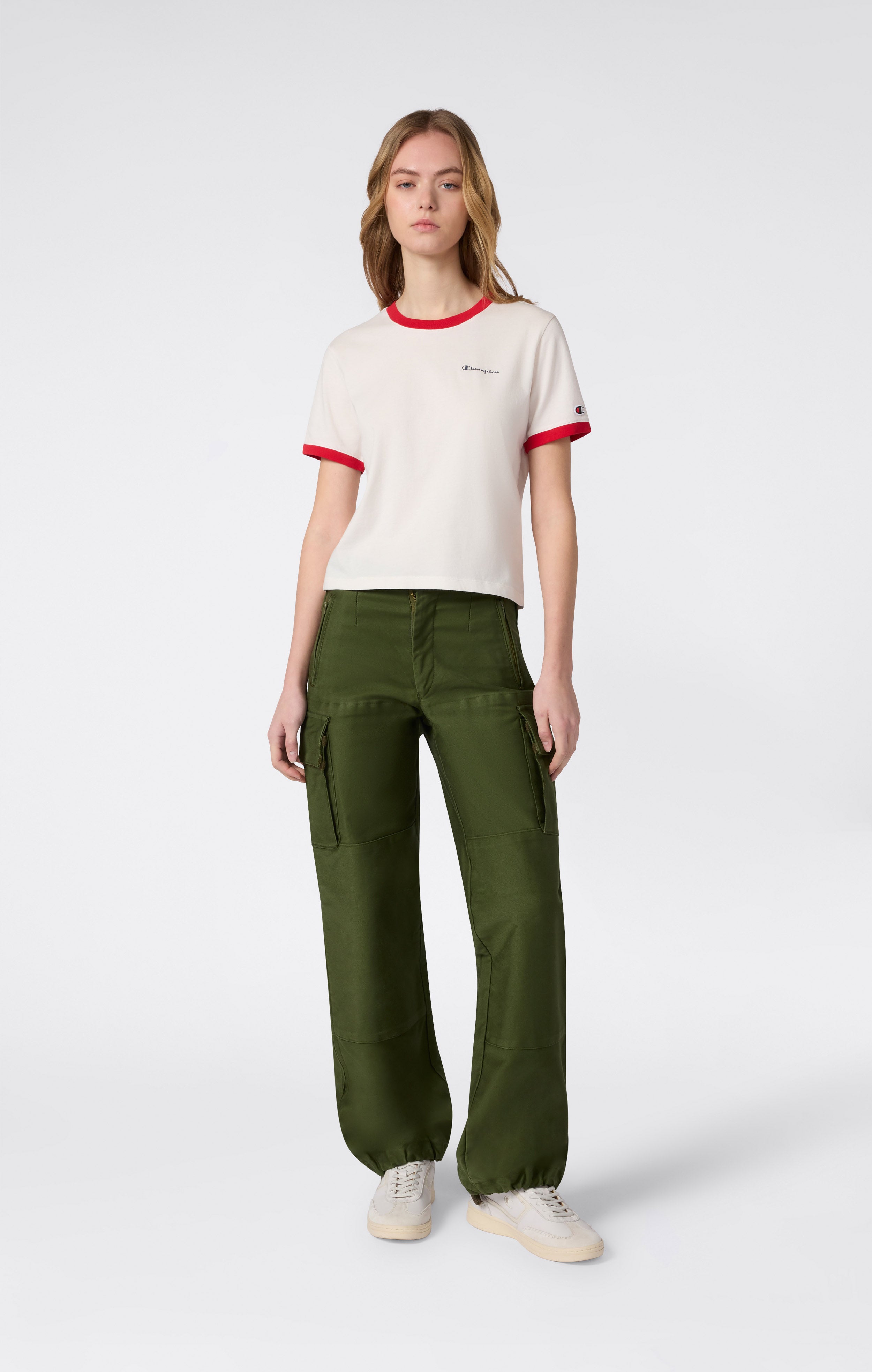 T-shirt Ringer Crop avec Graphique pour Femme