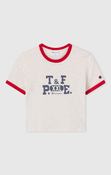 Women’s Cropped Ringer T-Shirt with Graphic