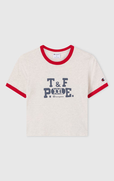 T-shirt Ringer Crop avec Graphique pour Femme