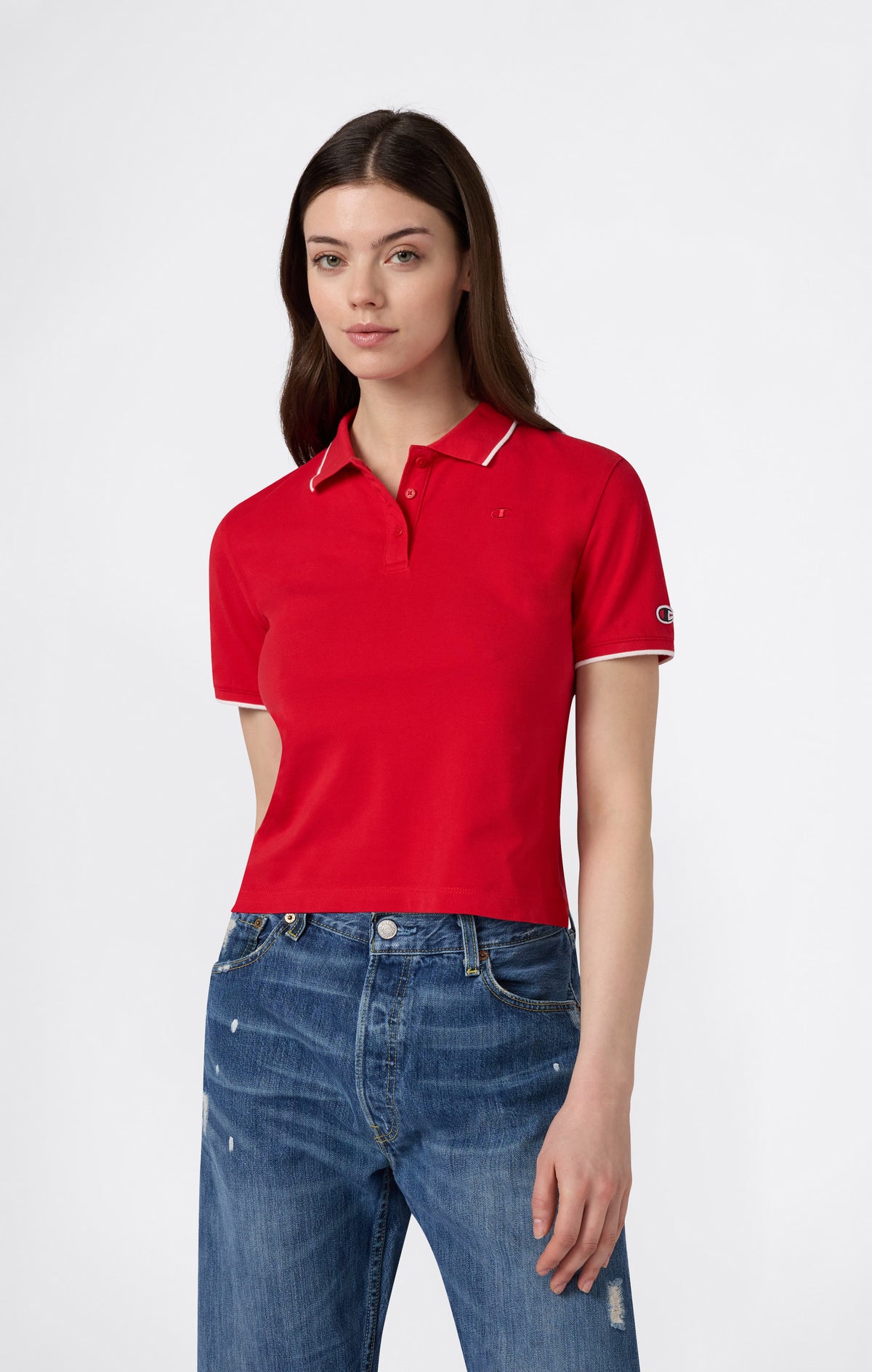 Damen Cropped Poloshirt