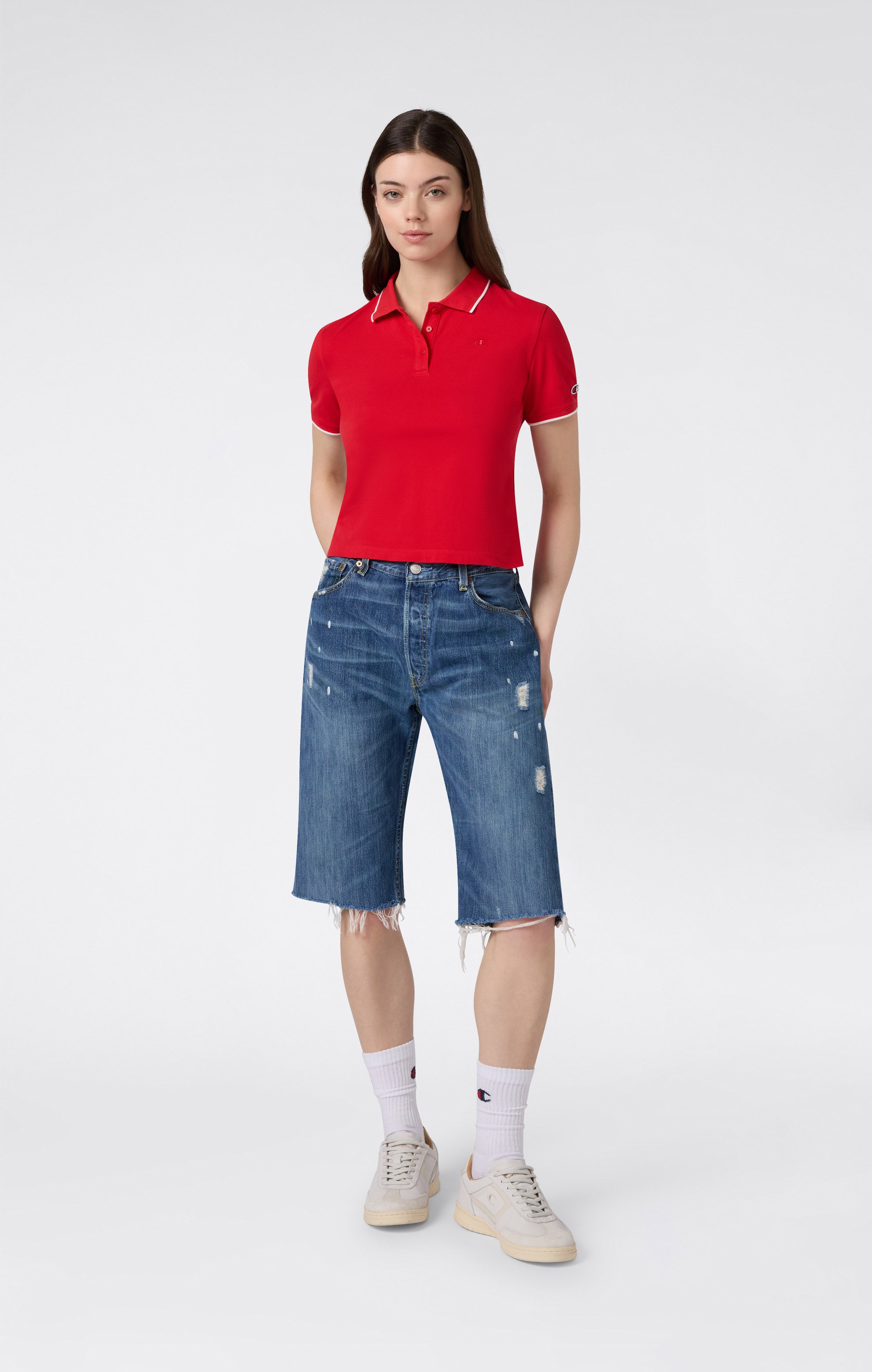 Damen Cropped Poloshirt