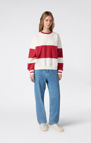 Damen Gestreiftes Rundhals-Sweatshirt